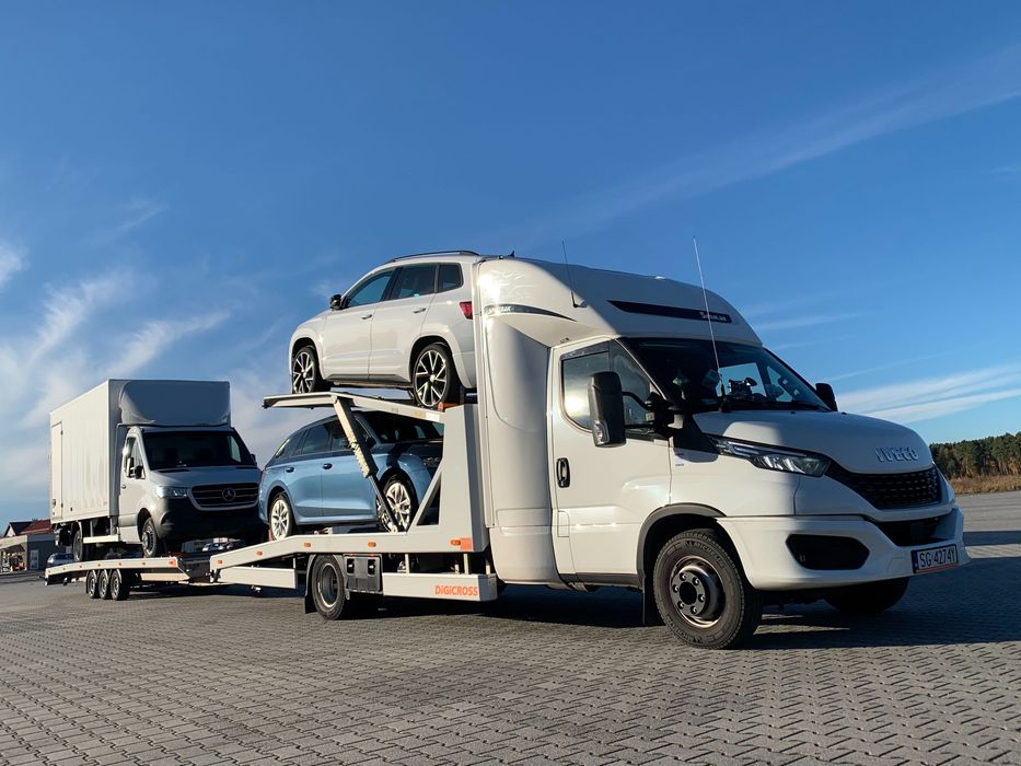 transport aut samochodów busów Niemcy Holandia Belgia laweta