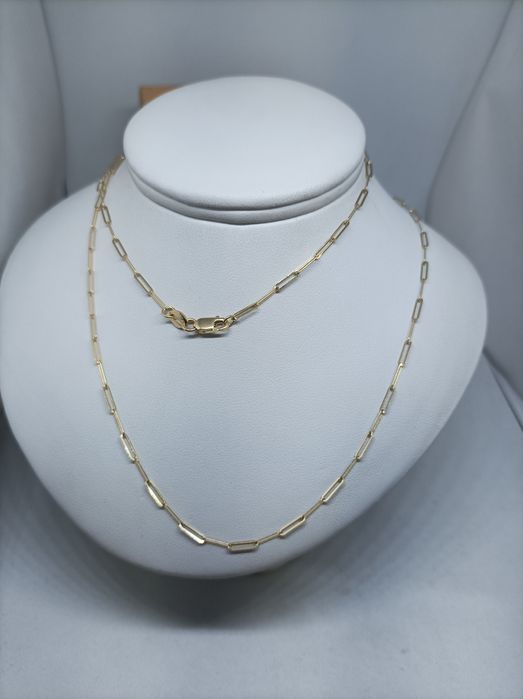 Złoty łańcuszek splot spinacze złoto 585 długość 60cm