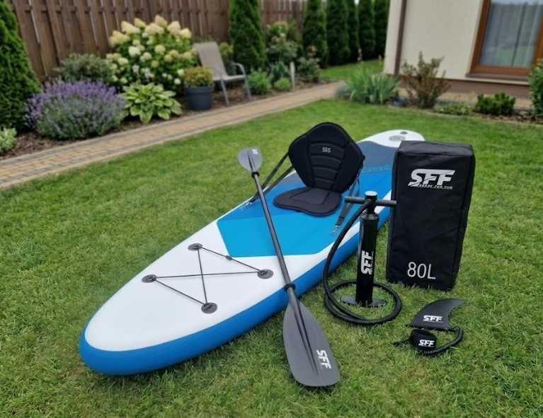 Nowa Deska Sup z Siedziskiem 320cm 2! Osobowa Pompowana do Pływania 2x Wiosło! do 200kg Pełny Zestaw Akcesoria