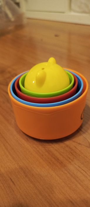 Gumowe klocki jak LEGO Duplo kubeczki kolorpwe zabawki dla niemowlaka