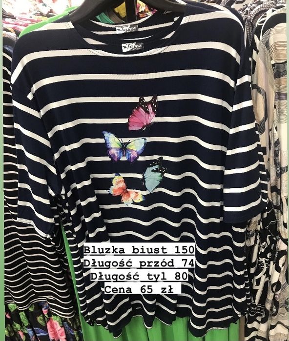 Tunika plus size grube paski biust 150