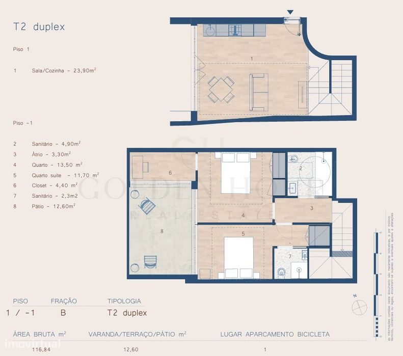 T2 Duplex com Pátio Privativo | Costa Cabral 2527