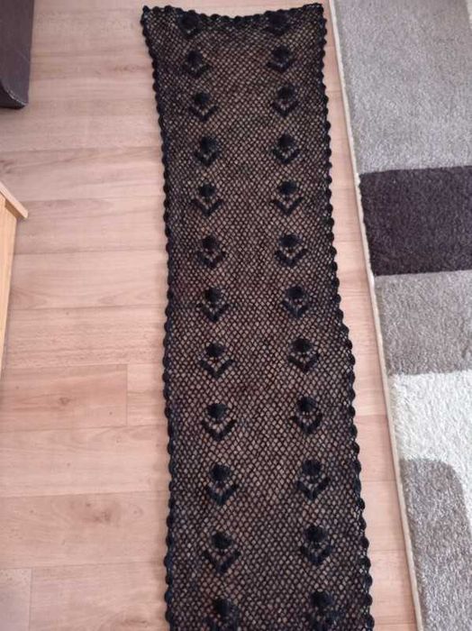 Nowy czarny szalik robiony na szydełku hand made kod587