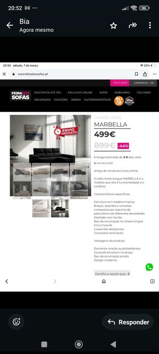 Sofá novo de 3 lugares+ chese
