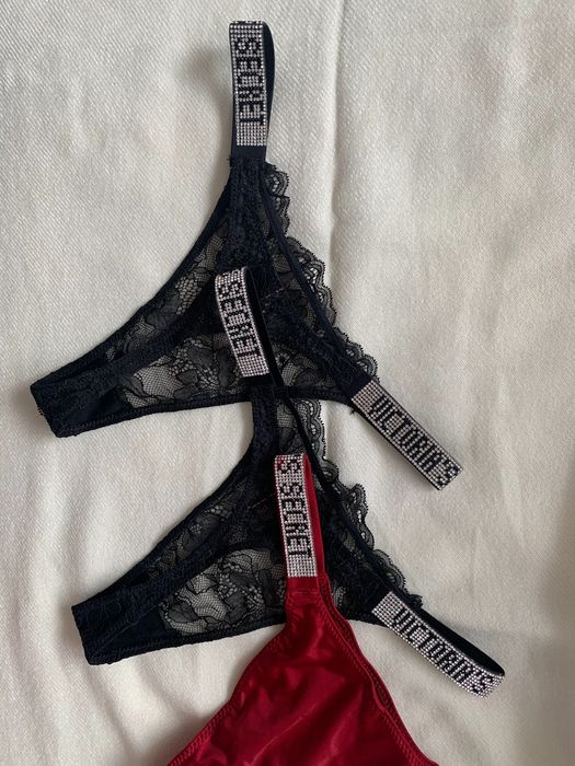 Nowe majtki figi stringi Victoria’s Secret XS S M 34 36 38 cyrkoniami
