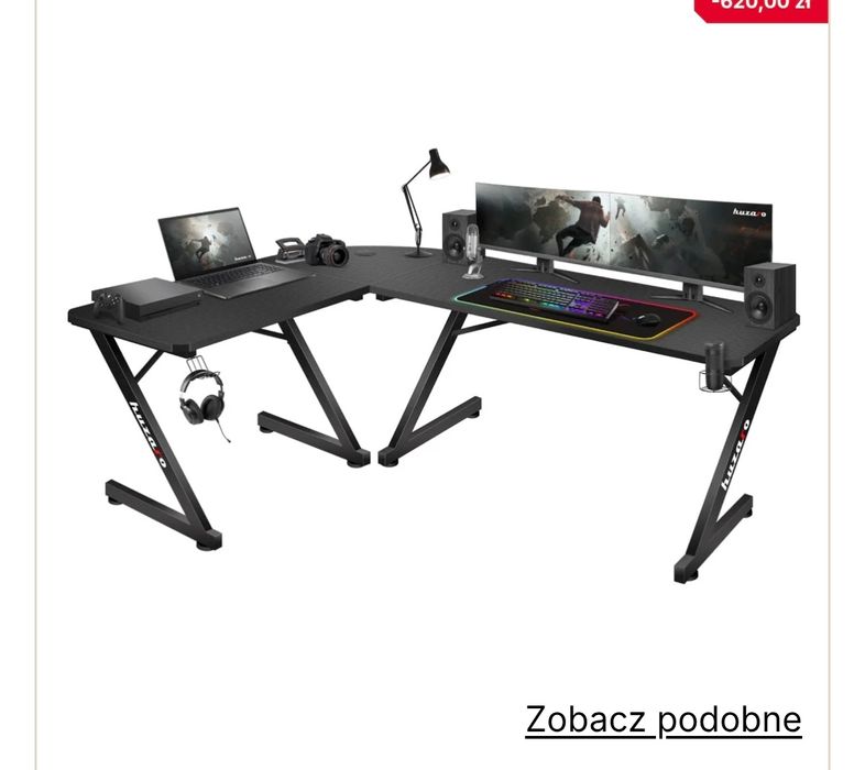Biurko narożne gamingowe Huzaro