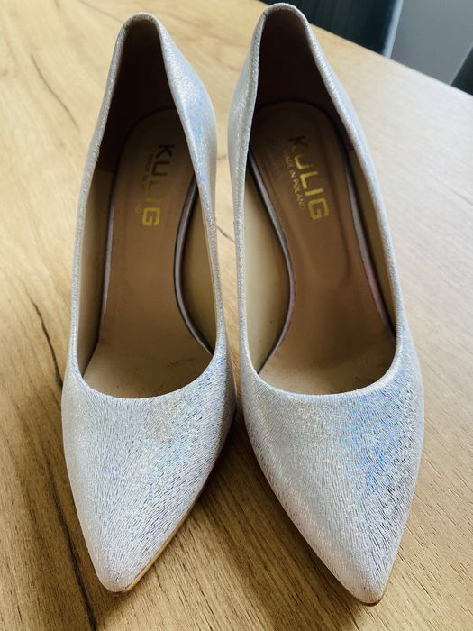 Buty szpilki srebrne slubne Kulig 38