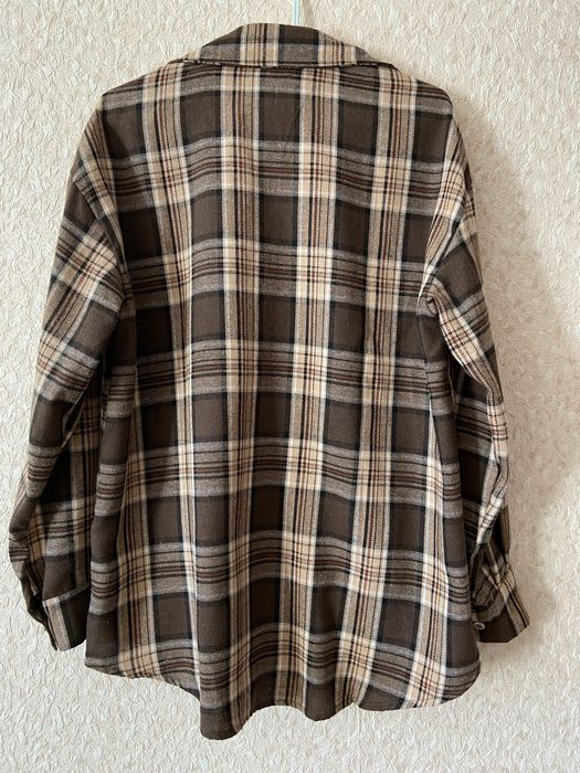 Стильна рубашка в клітинку коричнева, красна