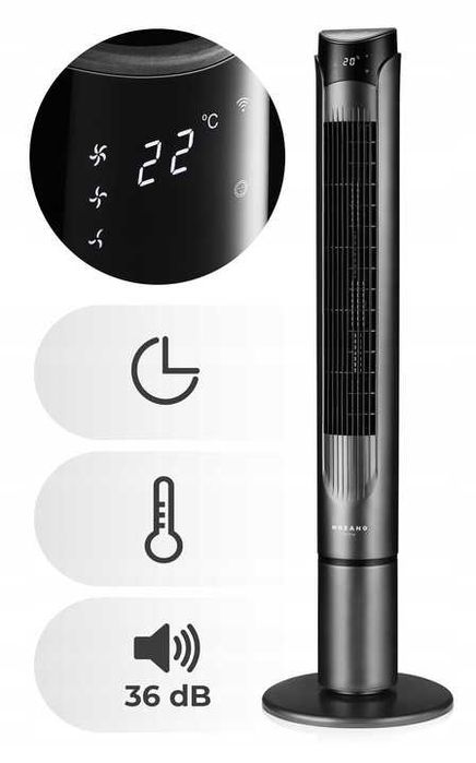 Wentylator Kolumnowy Podłogowy Stojący Jonizacja WiFi Aroma + Pilot
