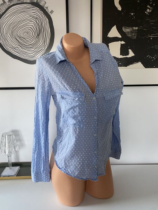 Zara bluzka w kropki blekitna pod marynarkę 36 S