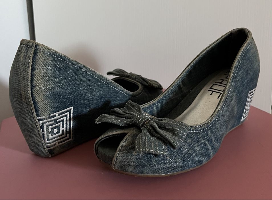 Sapatos PROF senhora denim azuis cunha tam. 37