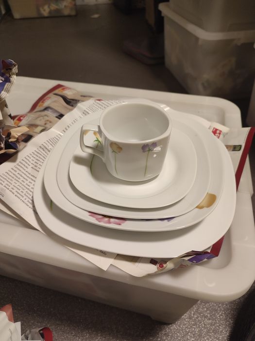 Conjunto de pratos e chá