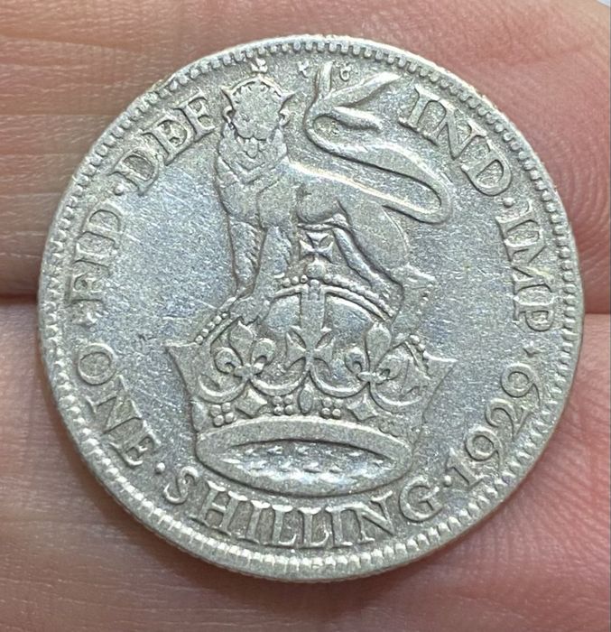 Moeda Inglesa One Shilling 1929 Prata