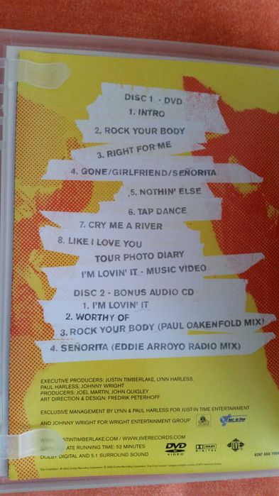 JUSTIN TIMBERLAKE - Live From London (2003 Zomba) dvd + cd