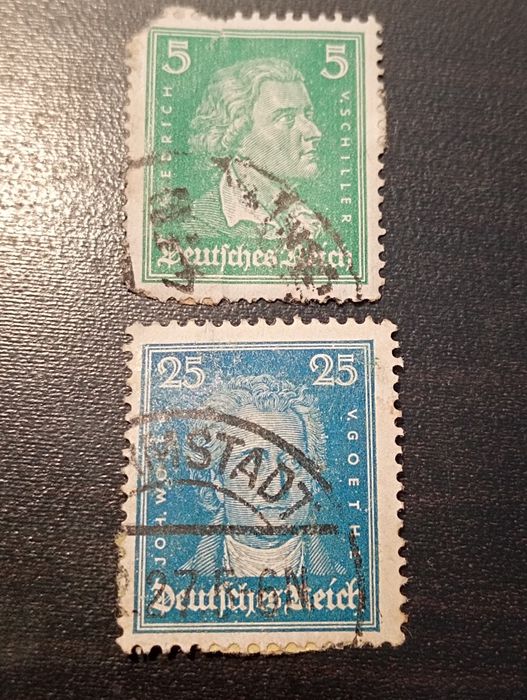 2 selos Alemães Famosos 1926 - Schiller,  Von Goethe