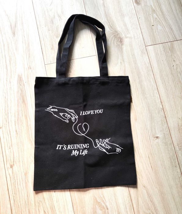 Torba totebag czarna Taylor Swift ttpd fortnight