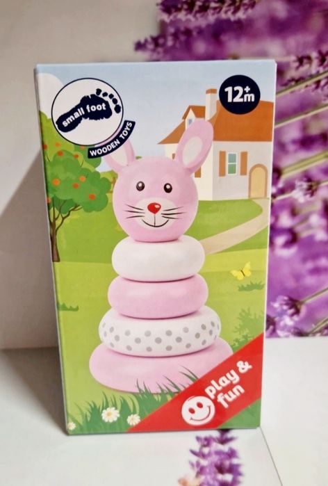 Układanka drewniana Small Foot Królik różowo-biały 14 cm wielkanoc