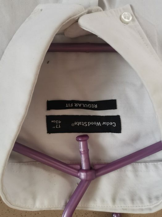 Koszula męska klasyczna biała elegancka regular fit 43cm 17" L