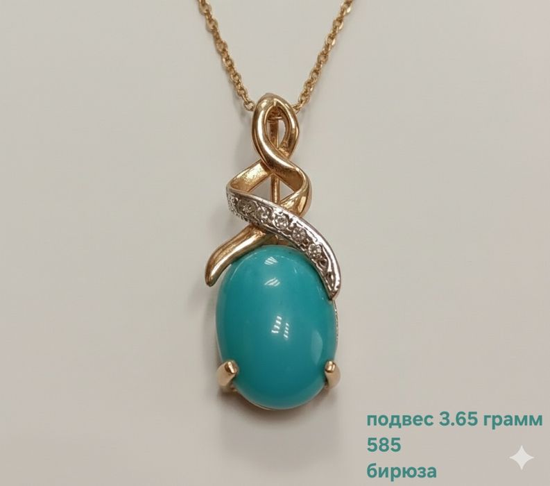 Золотые серьги бирюза,585,750 проба