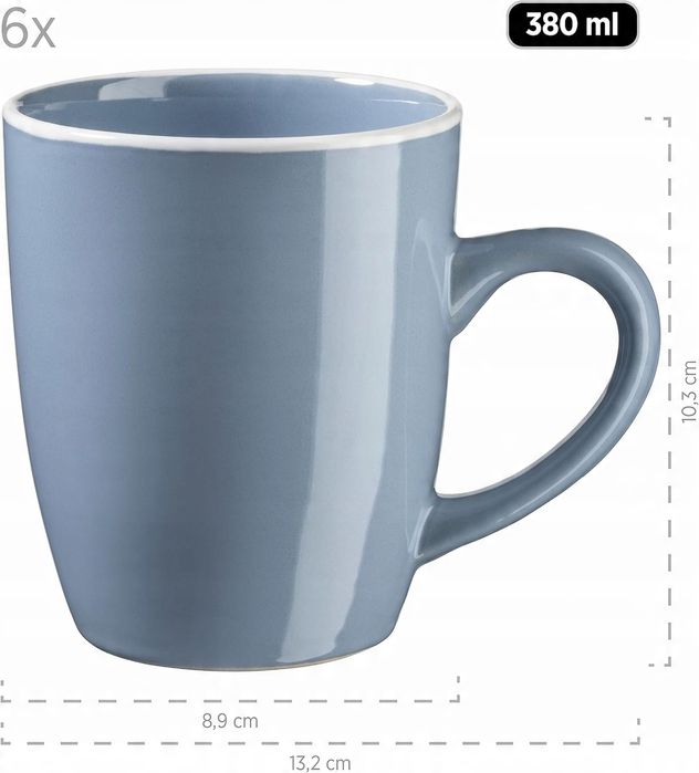 Maser Elissa zestaw kamionkowych kubków do kawy i herbaty 6 szt 380 ml