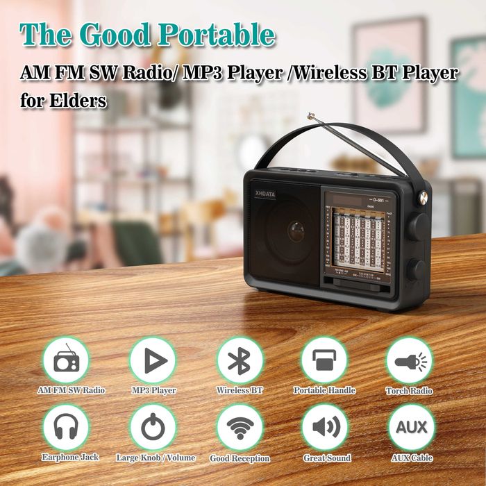 XHDATA Radio NOVO AM/FM/SW Shortwave MP3 Player with USB, Bluetooth, and TF Card Support64738362791426121