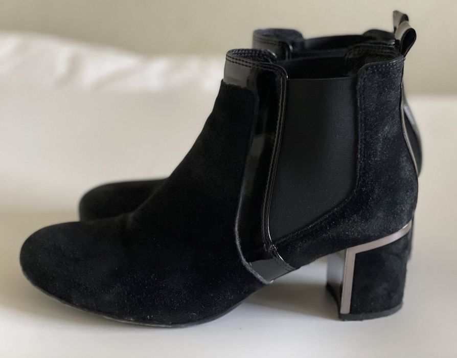 Black Suede and Patent Leather Bootie