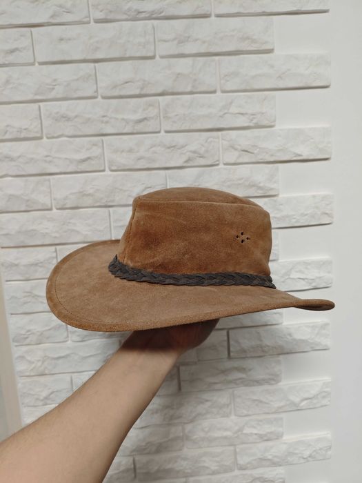 Ковбойський капелюх р. L чоловічий коричневий шкіряний шляпа мужская