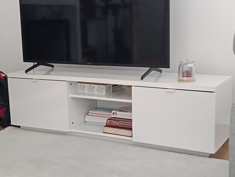Móvel TV, brilh branco, 160x42x45 cm