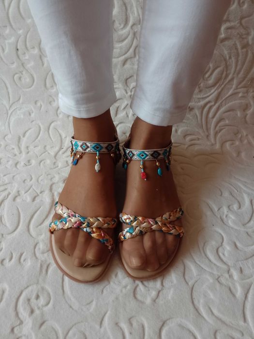 (41/42) Bogato zdobione sandałki w stylu Boho , NOWE