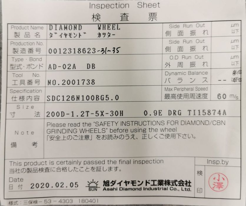 Tarcza diamentowa ASAHI
