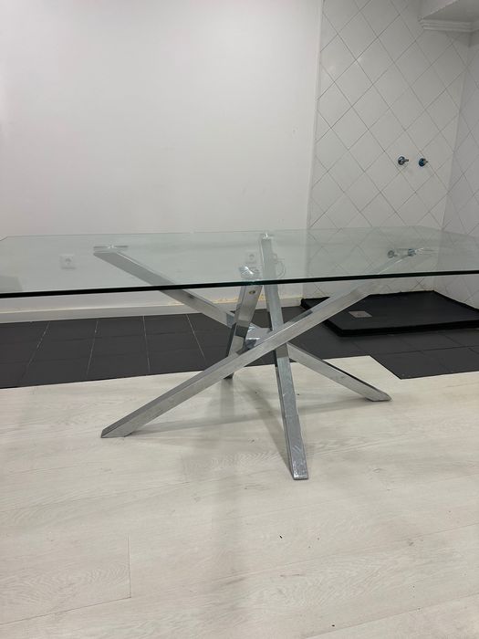 Mesa jantar vidro e inox