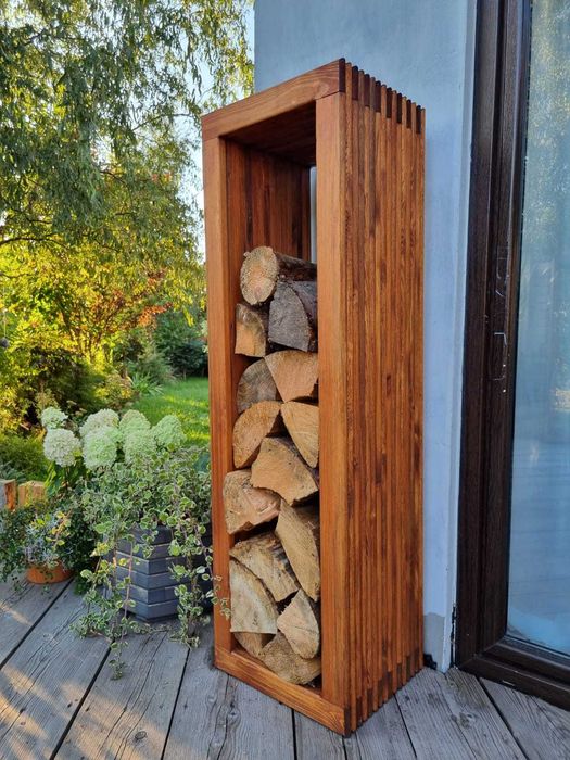 Stojak na drewno kominkowe 3D pionowy 45 x 40 x 140cm