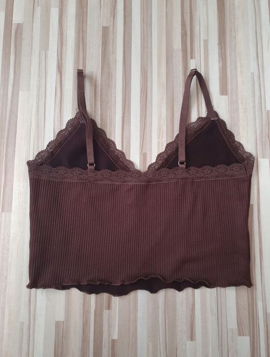 brązowy crop top h&m M