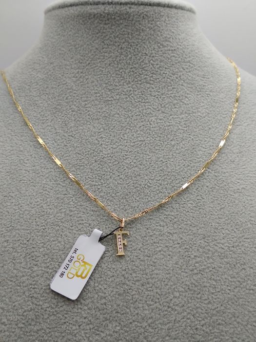 Złota Zawieszka Literka "F" Pr.585 Nowa Zapraszamy