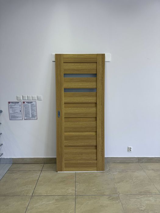 Drzwi pokojowe PRZESUWNE Erkado model Petunia 4, dąb greko, rozm. 80