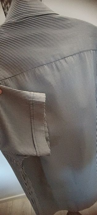 Koszula męska na krótki rękaw, kratka granatowo biała