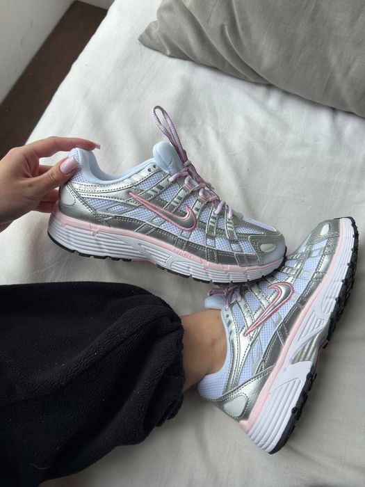 Nike P-6000 White Elemental Pink жіночі кросівки найк п-6000 срібні з рожевим