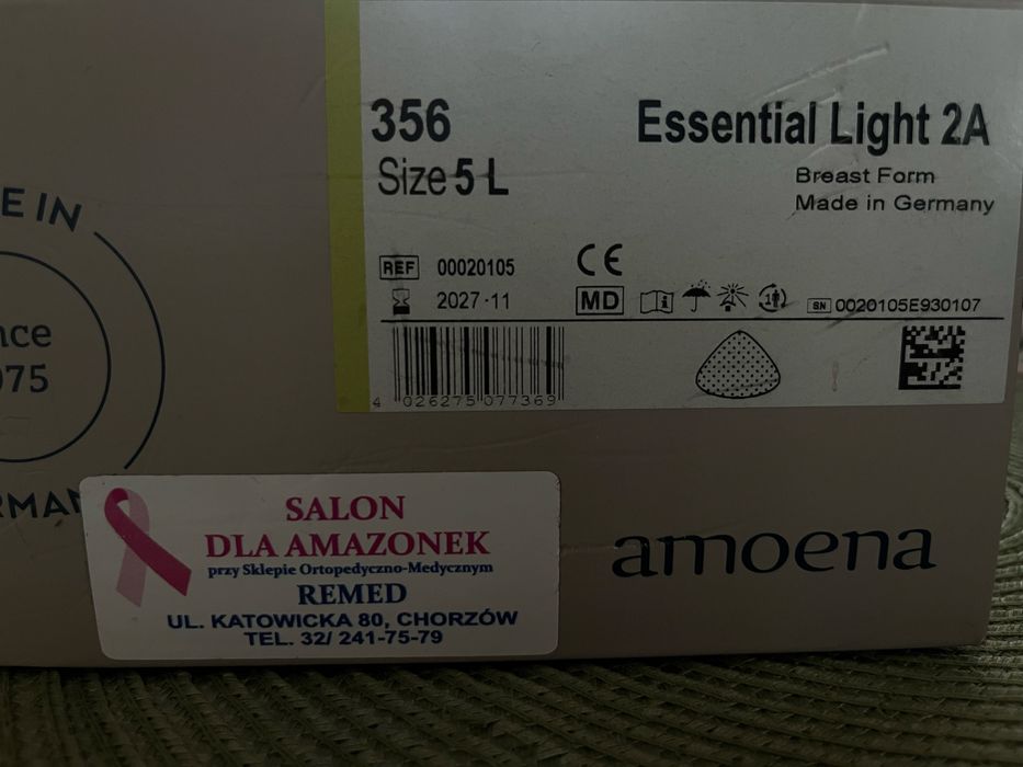 Nowa proteza piersi Amoena Essential Light 2A (rozmiar 5L)