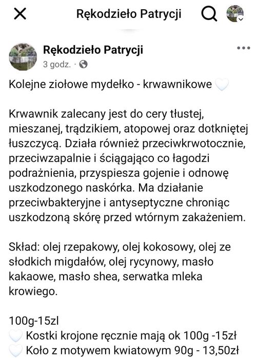 Mydełko krwawnikowe, sodowe