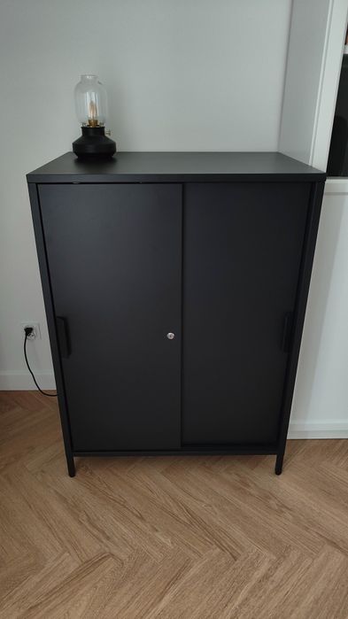 IKEA TROTTEN Szafka z przesuwnymi drzwiami, antracyt, 80x55x110 cm