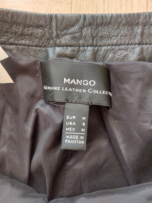Spodnie skórzane Mango S czarne 100% skóra