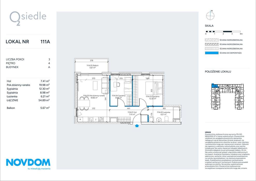 3 pokojowe mieszkanie 54 m2 z balkonem na Osiedlu O2 w Płońsku
