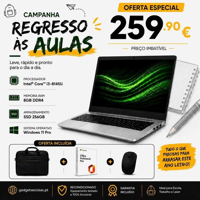 Super Kit – HP ProBook 430 G6 | Windows 11 Pro + Office + Oferta Mala + Rato
