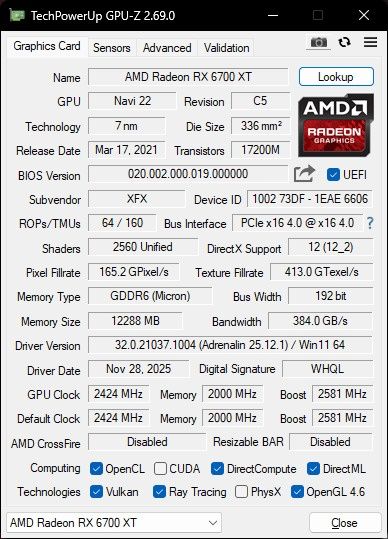 RX 6700xt ótimo estado