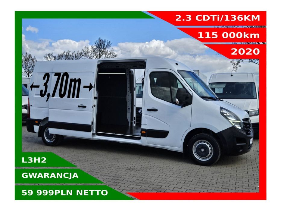 Opel movano L3H2 *59999zł NETTO* 2.3CDTi/136KM  Klimatyzacja, Airbag kierowcy, Czujniki parkowania,