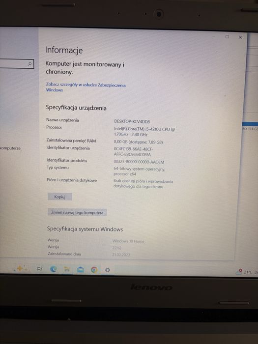 Laptop Lenovo 15 cali