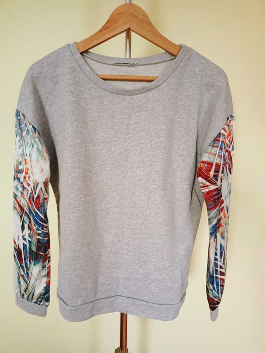 Bluza szara, odmienne kolorowe rękawy, Glamorous, rozm. S