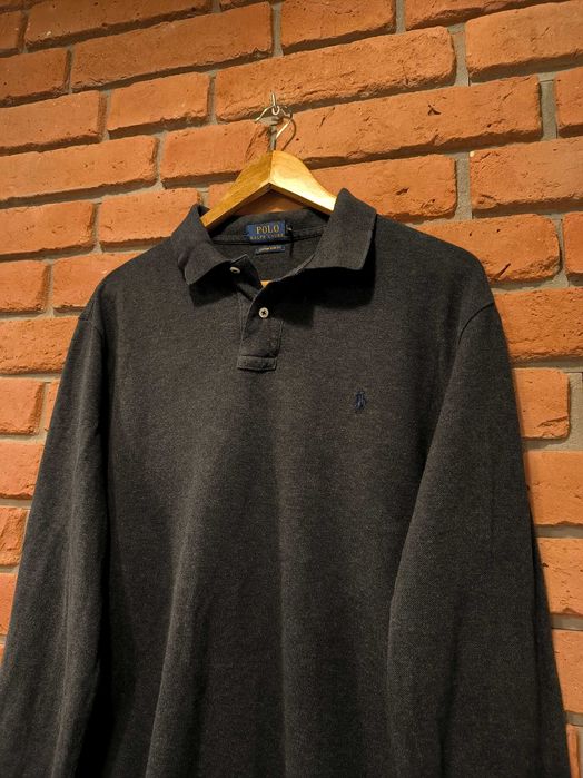 Koszulka Długi Rękaw Polo Ralph Lauren Szara Małe Logo RL