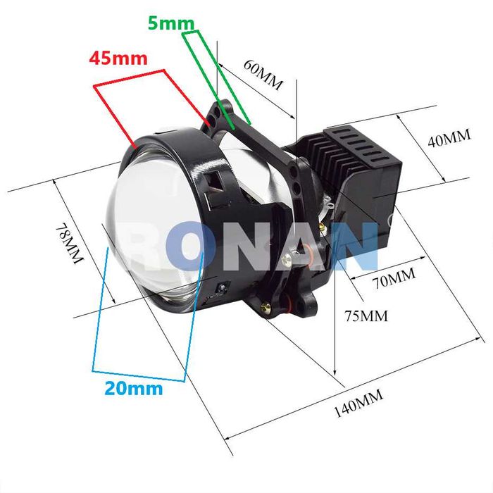 Soczewki projektory Bi-Led Ronan 3 cale