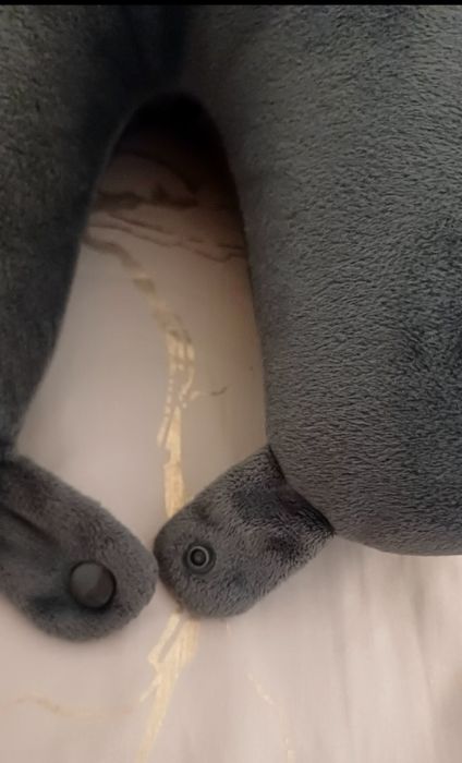 Dwustronna miękka ciemnoszara poduszka podróżna